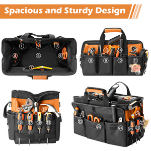 Factory <b>Tool</b> Tote 28-Pocket Portable Handheld <b>Tool</b> Organizer Electrician Repair Zipper Closure <b>Tool</b> <b>Bag</b> - Product Image 3