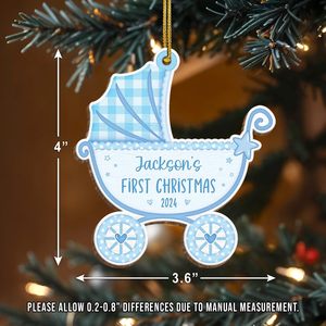 Ornement de landau en bois personnalisable Décorations de <span class=keywords><strong>Noël</strong></span> pour les nouvelles mamans et les nouveaux papas avec garçons et filles - Product Image 5