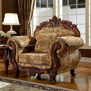 Juego de Sofás Estilo Europeo Americano 123 Combinación Sala de Estar Sofá Tapizado de Madera Maciza para el Hogar Hotel - Product Image 6