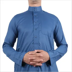 100% kain poliester abu-abu kain celup untuk pakaian Timur Tengah thobe Muslim pakaian pria warna disesuaikan 32*32s