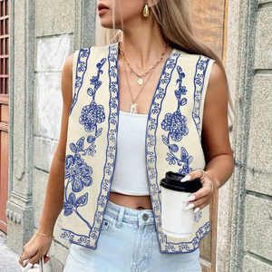 100% Cotton Canvas Finished Button Women's <b>Winter</b> <b>Quilted</b> Jacket Floral Embroidery Breathable Eco-Friendly Casual Party Wear - Product Image 1