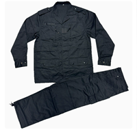 Traje azul y negro para trabajadores DFS01, chaqueta y pantalones resistentes, venta al por mayor.