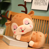 Peluche renne avec cœur et nez, yeux fermés, ensemble de bois de renne, deux couleurs, OEM ODM, fabricant en gros sur mesure