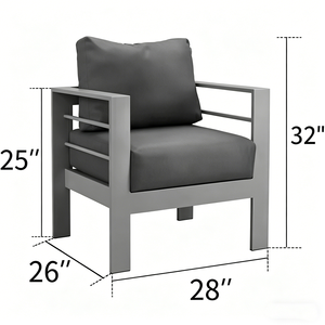 Fauteuils de jardin PRUNIA en métal, <span class=keywords><strong>2</strong></span> pièces, en aluminium résistant aux intempéries, style contemporain, avec coussins gris - Product Image 6
