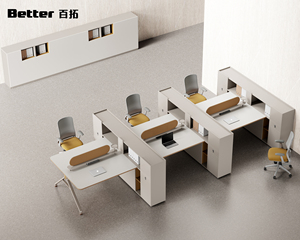 Estación de Trabajo Lineal Moderna para 4 Personas, Escritorio Modular para Personal con Pantalla Divisoria, Gabinete de Almacenamiento, Fácil Montaje para Oficina Abierta - Product Image 3