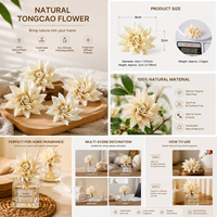 Fleur de chrysanthème en bois de Sola de 1,6 pouce, faite à la main, séchée, pour décoration intérieure, mariage et Noël