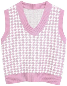 Suéter de Punto para Mujer, Nuevo, Otoño e Invierno, con Estampado a <span class=keywords><strong>Cuadros</strong></span>, Cuello en V, <span class=keywords><strong>Chaleco</strong></span> de Punto con Cinturón - Product Image 6