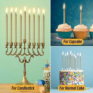 Bougie crayon dorée élancée, décoration de fête d'anniversaire, bougies de gâteau, fournitures de fête artisanales scintillantes, vente en gros - Product Image 5