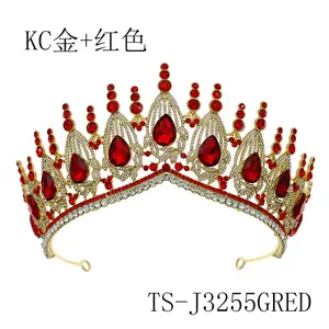 Oro rojo lujo gratis personalizado corona princesa Rhinestone cristal belleza personalizado hecho a mano desfile reina fiesta corona y Tiara