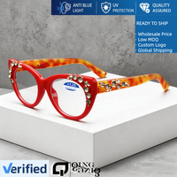 Lunettes de lecture œil-de-chat en gros pour femmes, anti-lumière bleue, motif floral coloré, pour le travail et la lecture, avec correction +1.75 +2.25
