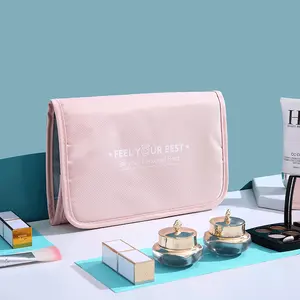 Kit de maquiagem para viagem, kits de maquiagem com zíper, bolsa de armazenamento de cosméticos dobrada