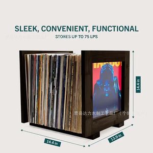 Wooden Vinyl <b>Record</b> Rack With Turntable <b>Stand</b> Storage Shelf For Home Use - Product Image 2