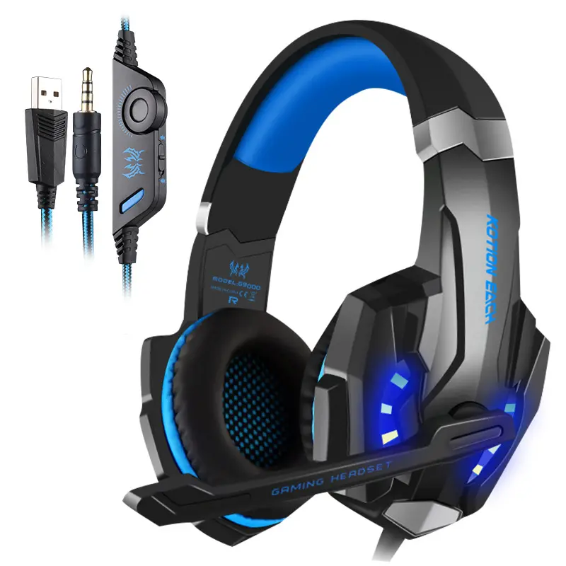 G9000 Gaming Headsets Big Headphones with Light Mic Stereo Earphones Deep Bass for PC Computer Gamer Laptop PS4 New X-BOX
