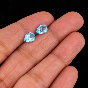 YASHEE Topaze bleue suisse naturelle, coupe poire, 8x6 mm, pierre précieuse en vrac pour la fabrication de bijoux - Product Image 2