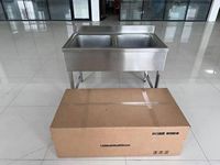 Évier de cuisine commercial en acier inoxydable à double/simple bac, style européen, finition brossée, hauteur réglable, autoportant