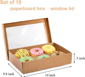 Cajas de Panadería Kraft con Tapa Transparente, Cajas Plegables de Cartón Marrón para Envolver Alimentos, para Galletas, Donas, Pasteles, <span class=keywords><strong>Picnic</strong></span> - Product Image 2