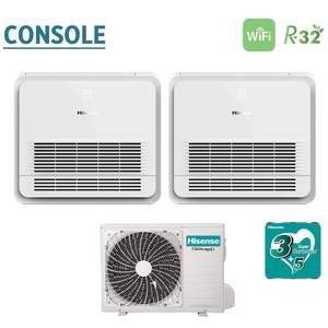 Hisense Dual Split Console 12 + 12 Aire acondicionado con 3AMW62U4RJC Mando a distancia opcional con Wi-Fi incluido 12000 + 12000 - Product Image 4