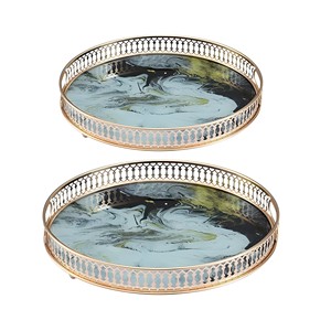 Plateau rond en aluminium doré moderne personnalisé en gros Plateau décoratif de service de restaurant pour table - Product Image 6