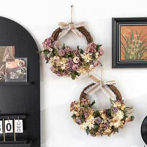 Guirlande de fleurs artificielles en soie de qualité supérieure, faite à la main, en rotin, pour décoration murale, mariage, décoration de porte d'entrée, vente en gros - Product Image 1
