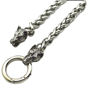Fatal Fury Silver Engraved Biting Double Monster <strong>Wolf</strong> Trendy Rock Style Stainless Steel Link Chain <strong>Necklace</strong> - Product Image 1