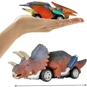 おもちゃ恐竜車車男の子のためのモンスタートラック女の子恐竜おもちゃ子供のためのプルバックカー6パックミニアニマルプッシュバックカー