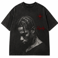T-shirt personnalisé pour homme en coton lavé, coupe oversize, impression portrait, broderie, fabricant de marques privées, OEM ODM