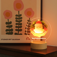 Tableau d'écriture 3D en acrylique, lampe de Noël pour enfants, cadre lumineux LED, veilleuse avec base en bois et lumière