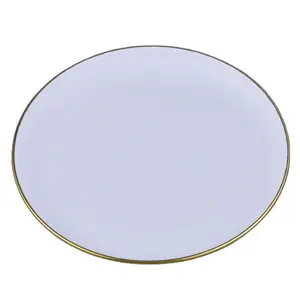 Unzerbrechlicher Kunststoff-Teller von höchster Qualität Wieder verwendbare flache Gerichte Weiße runde Kunststoff platten mit Goldrand