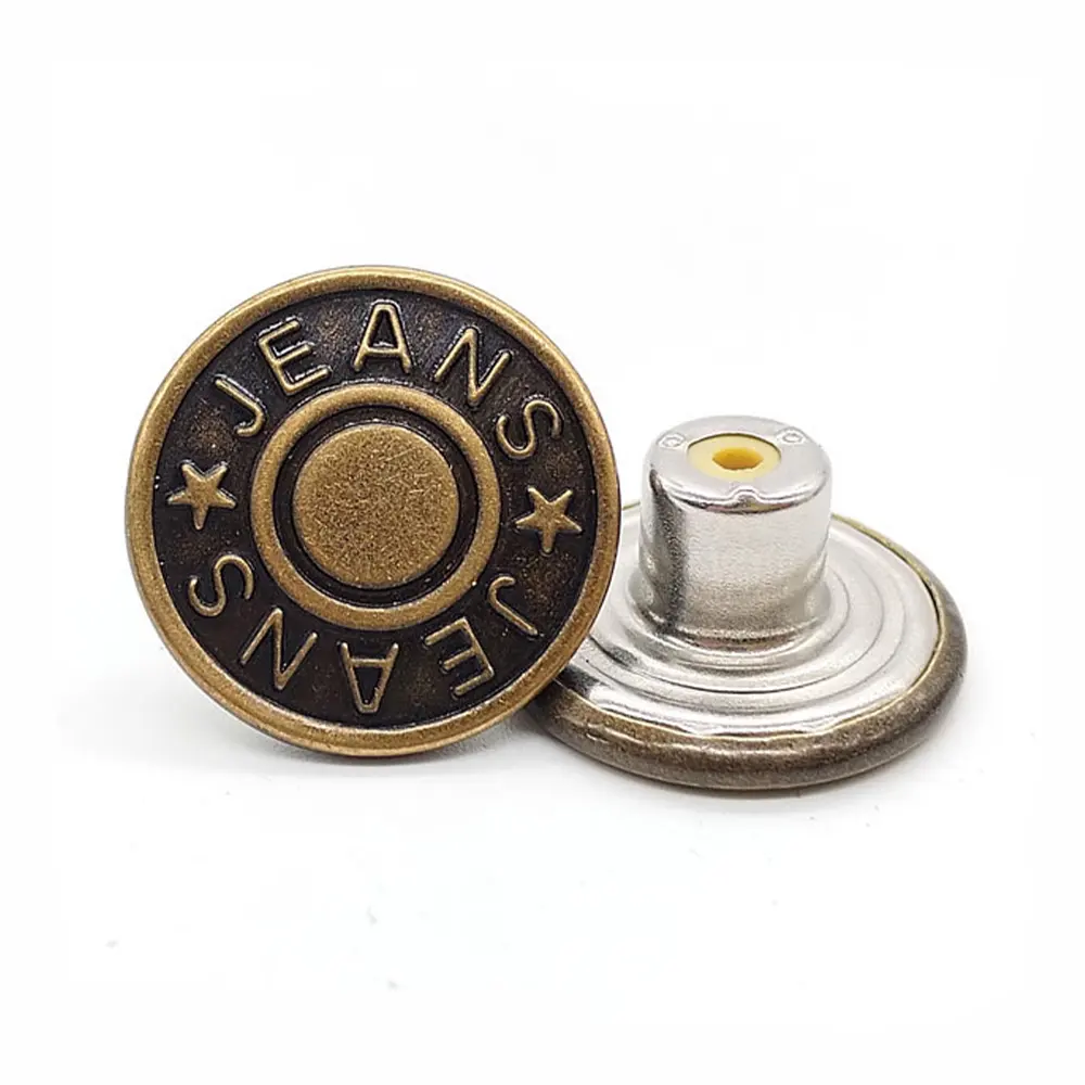Botão Jean ajustável de metal removível para uso com logotipo personalizado, acessório de vestuário fácil de usar, botão Jean ajustável de marca