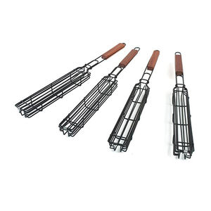 Panier de cuisson portable C341 en acier inoxydable antiadhésif avec poignée en bois pour barbecue – Vente en gros - Product Image 4