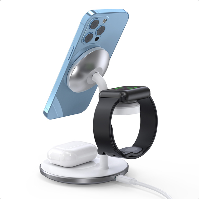 Hot Selling 3 in 1 Portable Magnetic Wireless Charging Station for Mobile Phone Fast Charging Desktop Charger Stand