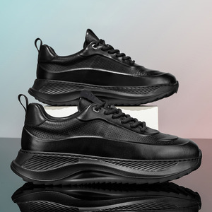 Chaussures décontractées pour hommes en maille respirante à lacets pour l'automne, chaussures de papa blanches augmentant la taille, YZ H35 - Product Image 3