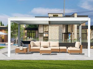 Pergola modulaire Anyhoo 12x12 en aluminium à persiennes pour terrasse <span class=keywords><strong>de</strong></span> piscine, résistante aux intempéries, avec revêtement poudré, éco-responsable, pavillon <span class=keywords><strong>de</strong></span> piscine - Product Image 3