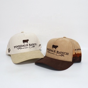 Gorra de Béisbol Personalizada con Logotipo, Ajustable, de 5 Paneles, Estilo Clásico, Dos Tonos, Estilo Western, con Cierre a Presión, Beige, Marrón Oscuro, Gamuza, para Hombre - Product Image 3