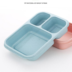 กล่องใส่อาหารแบบแบ่งช่อง รุ่น Syh664 หลายสี สำหรับขายส่ง กล่องเบนโตะสำหรับเก็บอาหารในครัว ภาชนะใส่อาหารกลางวัน ทำจากฟางข้าว พร้อมฝาปิดรูปทรงสี่เหลี่ยมผืนผ้า เหมาะสำหรับปิกนิก - Product Image 3