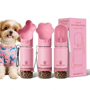 2024 nouveau ODM 2 en 1 bouteille d'eau pour animaux de compagnie en acier inoxydable chien alimentation bouteille d'eau avec <span class=keywords><strong>bol</strong></span> pour chien détachable pour activité de plein air - Product Image 1