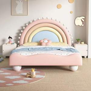 Rosa sognante principessa bambini letto in legno massello imbottito <span class=keywords><strong>cuore</strong></span> Design moderno letto per ragazze adolescenti camera da letto - Product Image 3