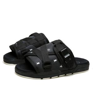 Custom Rubber Adjustable Thick-Soled Slide Sandals with Hook-and-Loop Straps Men's Casual <b>Summer</b> Beach <b>Slippers</b> - Product Image 4