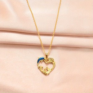Mode <span class=keywords><strong>Anima</strong></span> dauphin élégant collier breloque cadeau bijoux sirène dauphin creux amour <span class=keywords><strong>coeur</strong></span> pendentif collier pour femmes filles - Product Image 4