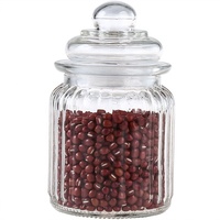 Bocal de rangement vertical en verre côtelé 2026 avec couvercle double en verre et silicone, pour le stockage du thé, du thé aux fleurs, des céréales, des noix et des aliments secs