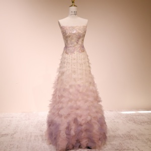 Abito da <span class=keywords><strong>ballo</strong></span> ombre per Quinceañera, in organza con volant, senza spalline, floreale 3D, con perline <span class=keywords><strong>di</strong></span> cristallo, taglie forti, personalizzabile, all'ingrosso - Product Image 2