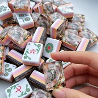 Tuiles de Mahjong Américaines en Acrylique à Veines Rouges Effet Marbre, 160 Pièces, Motif Pierre Naturelle, Jeu de Table, Cadeau pour les Passionnés de Mahjong