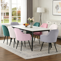 Chaises de salon en tissu velours nordique pas cher, design moderne et luxueux, chaises rembourrées pour salle à manger, pieds en métal dorés, hôtel, villa