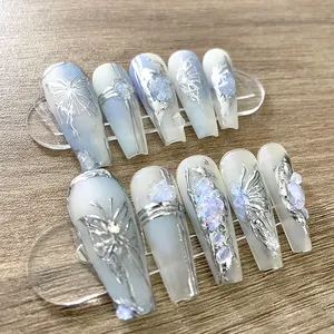 Luxury Handmade DIY Long Coffin Design Press On Nails With Custom Logo