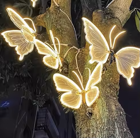 Dynamic LED Outdoor Butterfly Lights Transparent Insect Simulations for Festival Decoration Scenic Park Landscape Night Lighting