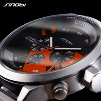Montre pour homme SINOBI en alliage de quartz avec bracelet en silicone, cadran en verre, mouvement à aiguilles - Style sportif et professionnel tendance