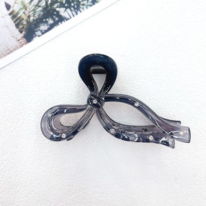 11CM French Transparent <b>Bow</b> Hair <b>Clip</b> Plastic Rhinestone Shark Design Women's Environmental Friendly Daily Use Hair Accessory - Product Image 6
