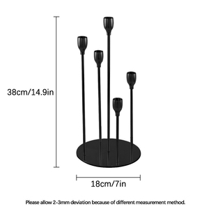 Bougeoirs coniques à 5 bras en métal noir centre de table de noël et chandeliers de décoration de la maison pour mariage - Product Image 6