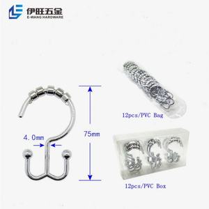 Anillos de Metal Cromado para Cortina de Ducha con Doble Rodillo Deslizante YIWANG - Product Image 2