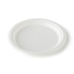 Assiettes jetables biodégradables en bagasse de canne à sucre, rondes, blanches, pour fêtes, 9''/10''/12'', logo personnalisé disponible - Product Image 1